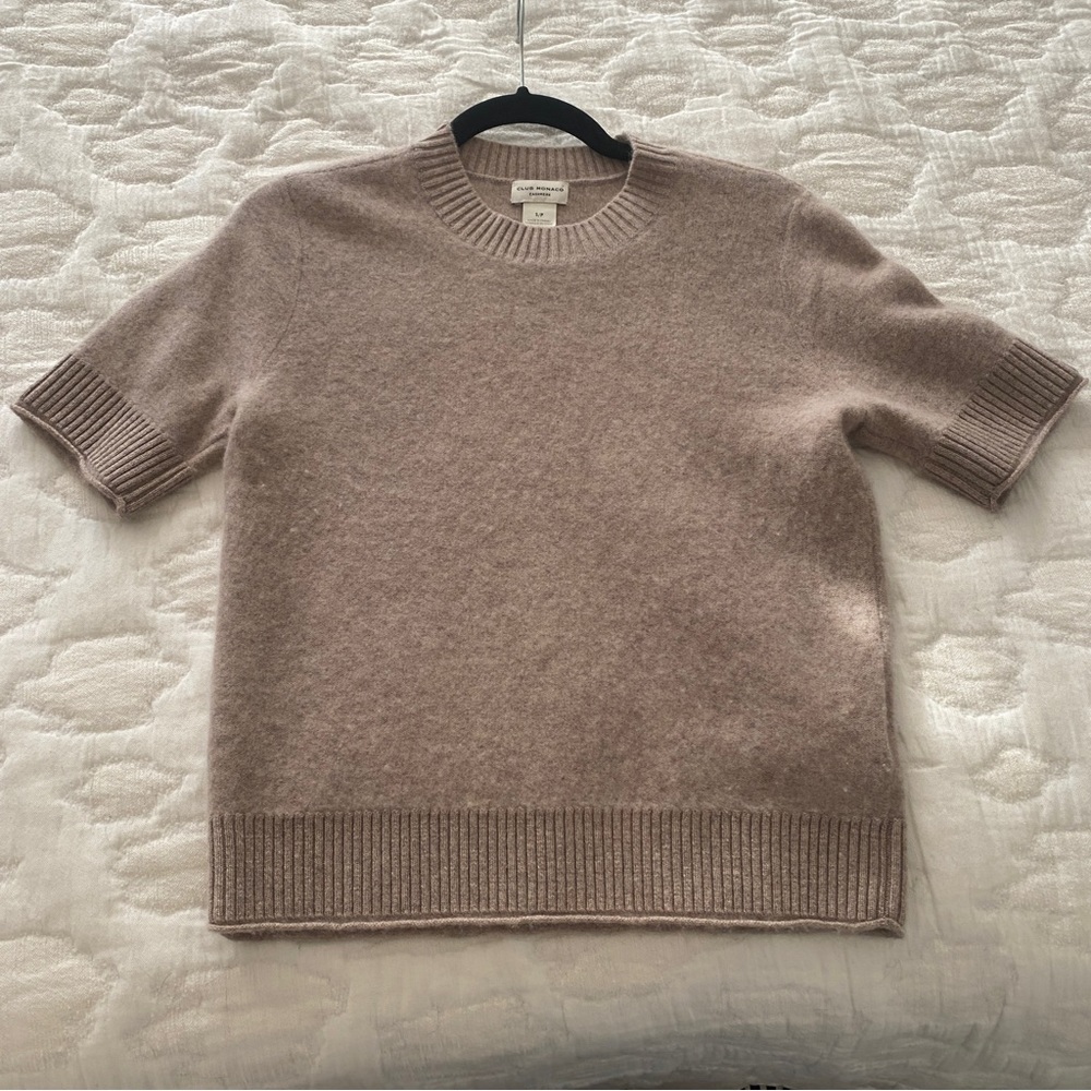 Club Monaco Taupe Cashmere Tee Sweater